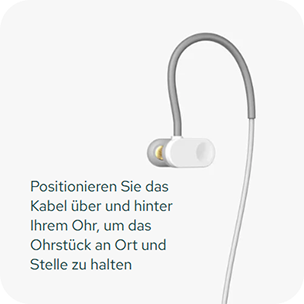 Befestigen Sie den Ohrhörer und tragen Sie ihn wie einen Kopfhörer